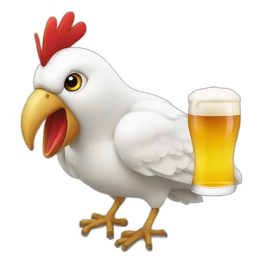 Un oiseau blanc qui boit une beer sticker