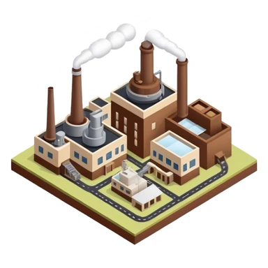 isometric paper factory brown square sticker