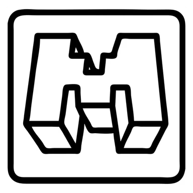 Minecraft logo inspired icon, outlined style, no fill sticker