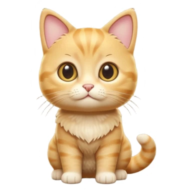 A 3D cartoon golden tabby Munchkin cat with short legs, wide eyes, and warm fur pattern, cinematic lighting, Memoji-style rendering.. full body or half body. sticker
