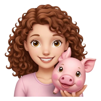 Brown curly hair white girl with a flying pig sticker