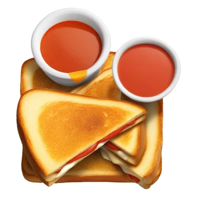 Grilled cheese sandwich with a bowl of tomato soup on the side sticker