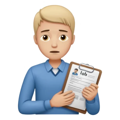 young man in despair applying for jobs with no successs - complete loss or absence of hope - holdng resume sticker