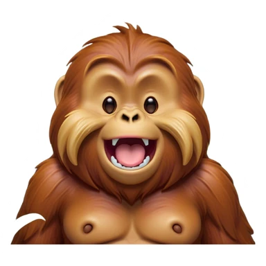 Cinematic Cute Yawning Orangutan Portrait Emoji, Head tilted slightly with a dramatic, wide-open yawn, showcasing a richly textured face with half-closed, sleepy eyes and a relaxed, open expression, Simplified yet irresistibly adorable features, highly detailed, glowing with a soft, cozy jungle glow, high shine, relaxed yet expressive, stylized with a dash of whimsical charm, soft glowing outline, capturing the essence of a drowsy yet affectionate guardian that appears ready to stretch out for a nap! sticker