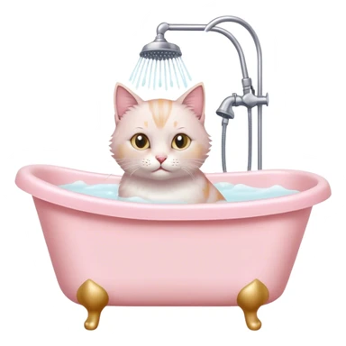 a cat in Pale pink bathtub and shower sticker
