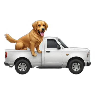 Golden retriever and rottweiller in a white truck sticker