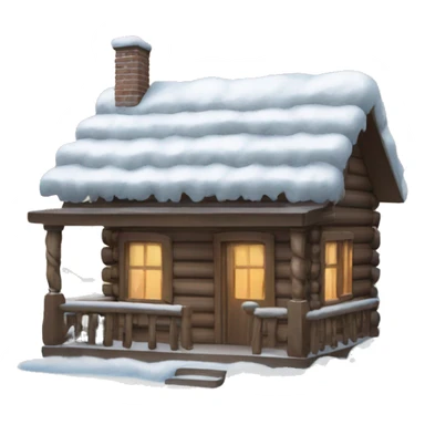 snow-covered wooden house sticker