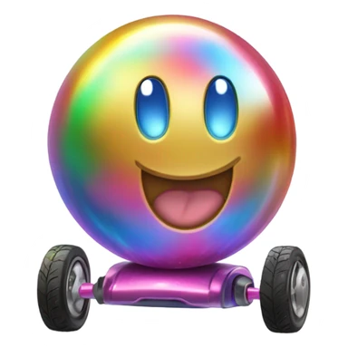 Metal cute Kirby ball driving on 4 car wheels sticker