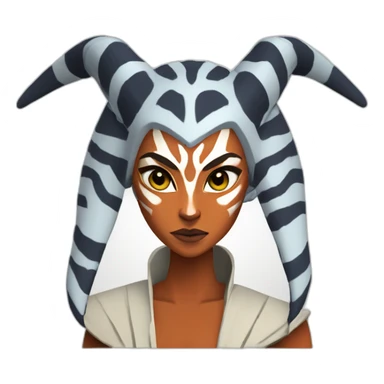 Horned Ahsoka Tano (Portrait, front facing, Apple iOS 17 style) horns, tendrils sticker