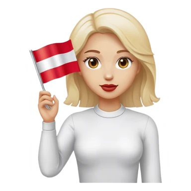 woman waving polish flag sticker