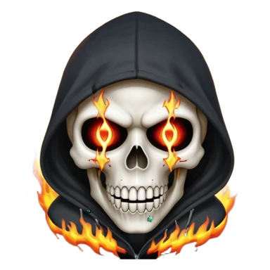 Bro I wanna skull with hoodie on the hoodie has to be on fire and I want matrix blood with the codes and weird numbers spilling out eyes and mouth almost give him a diamond grill in his mouth make it shinny where is the matrix symbols  sticker