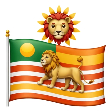 A flag with three horizontal color that upper is Green , middle is White and in down red color, in the White line is a lion and sun that sunrises from back of lion in the middle line  sticker