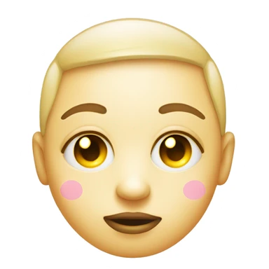 Create a circle regular yellow-faced emoji with large, sparkling eyes and pink blush on the cheeks to convey shyness and affection. The face should have no mouth, symbolizing the hesitation to express feelings no hair , no mouth , no eye brows sticker
