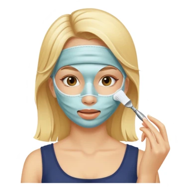 Una chica rubia haciendo skincare sticker