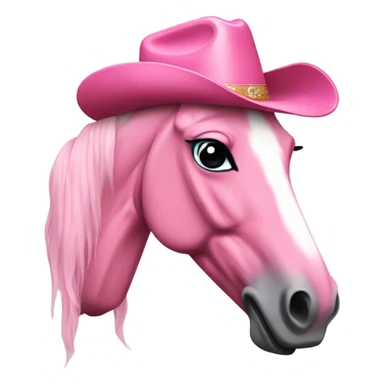 A pink horse wearing a pink cowboy hat  sticker