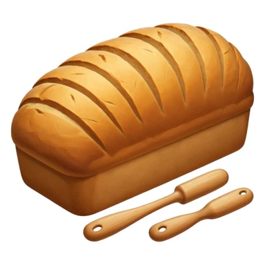 Baking humanless avatar in clean vibrant style illustration. Fresh bread and rolling pin, warm golden tones, simple shapes, flat design, high contrast, cozy and friendly. sticker