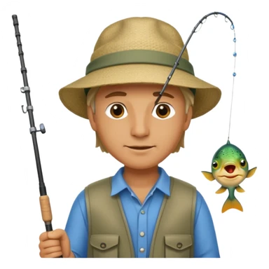 a man holding a fishing rod sticker