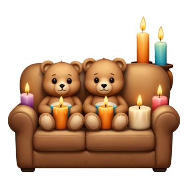Two cozy teddy bears watching tv on couch with candles next to them sticker