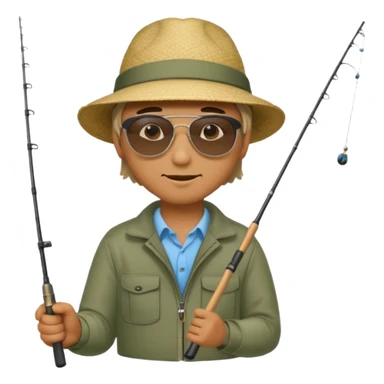 man casting a fishing rod sticker