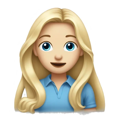 long blonde hair blue eyed girl blow a kiss sticker