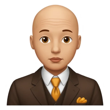 bald man in stylish attire gives a kiss sticker