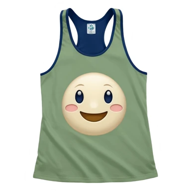 Multiple racerback tank tops, one cream one cream one sage green one navy blue sticker