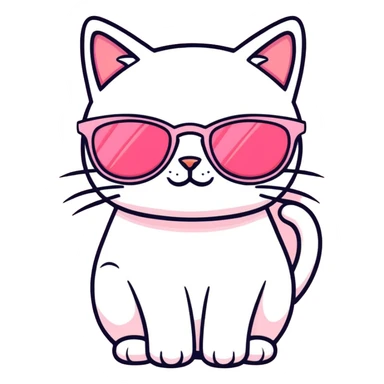 Pink Cat with sunglasses sticker