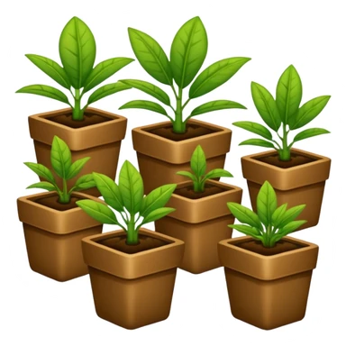 plantas abundantes tipo helecho en macetas rectangulares color café sticker