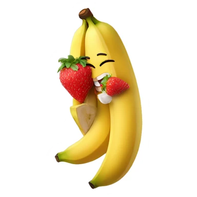 A banana with bikini eating strawberries sticker