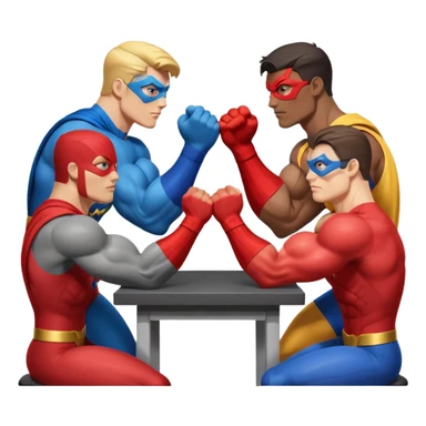 superheroes arm wrestling sticker
