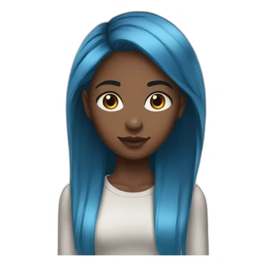 Pretty black girl hazelnut brown eyes with straight blue hair sticker