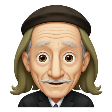 Jewish elderly man emoji with long hair on the sides and jewish hat, long big nose and crooked teeth sticker