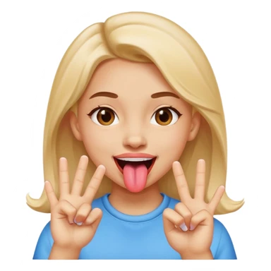 Girl with tongue sticking out between two fingers sticker