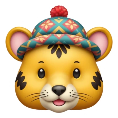 animal wearing patterned hat  sticker