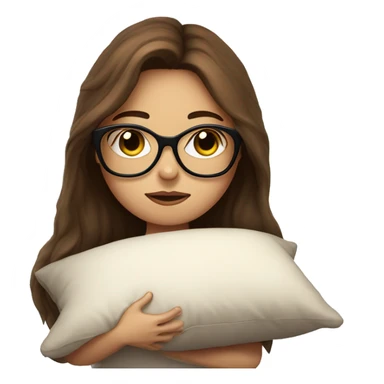 sleep deprived girl with long brown hair and glasses holding a pillow  sticker