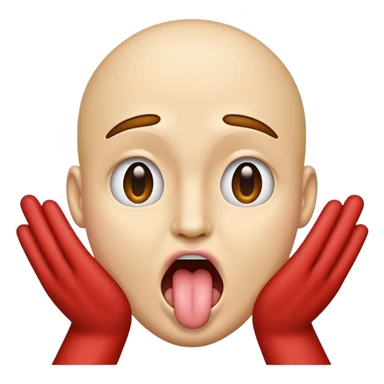 face with tongue and hands pushing out sticker