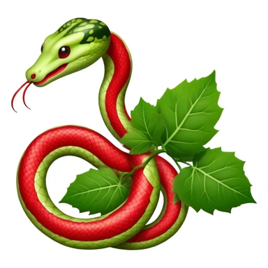 Japanese snake gourd (Karasu Uri) with distinctive bright red fruit and green leaves, traditional Japanese folk motif sticker