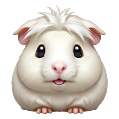 Cinematic Comical White Guinea Pig Portrait Emoji, Head tilted dramatically with an exaggeratedly amused expression, featuring a glossy, pristine white fur with an adorably scrunched face, wide, expressive dark eyes filled with playful disbelief, Simplified yet hilariously expressive features, highly detailed, glowing with a slightly sassy glow, high shine, dramatic yet playful, stylized with an air of cheeky mischief, bright and endearing, soft glowing outline, capturing the essence of a spirited and over-the-top guinea pig, so meme-worthy it feels like it could side-eye its way into internet fame instantly! sticker