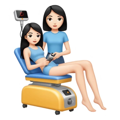 white girl with black hair getting a laser hair removal on her leg sticker
