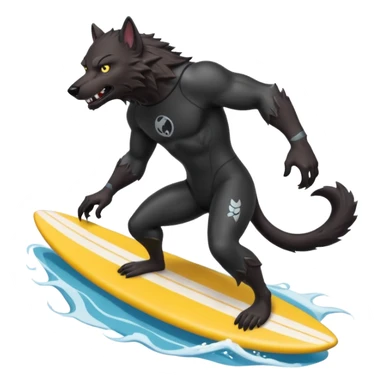 A werewolf surfing in a wetsuit sticker