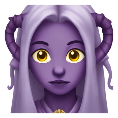 Puple tiefling with yellow eyes crying sticker