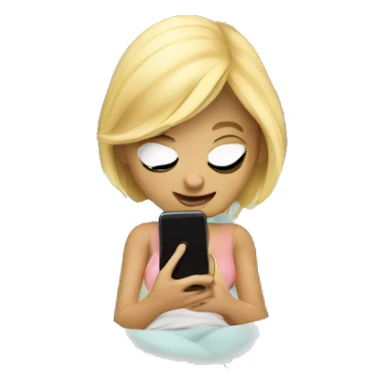 Blonde girl undercover in bed on phone sticker