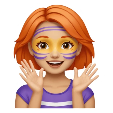 A cheerful girl with face paint stripes, clapping her hands with joy. sticker