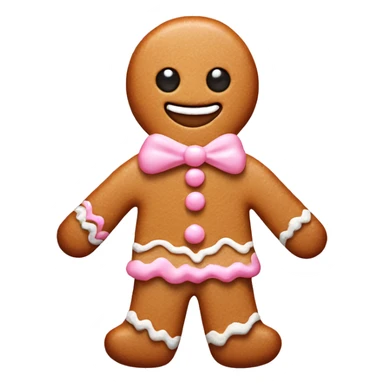Gingerbread man with pastel pink frosting details  sticker