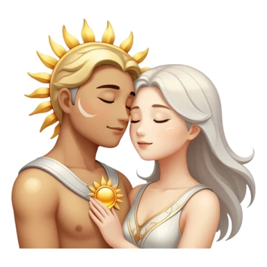sun and moon embracing lovingly, romantic couple sticker