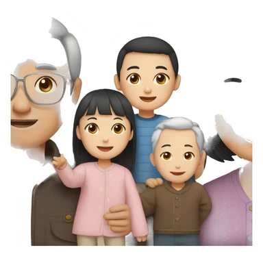 Chinese family with grandparents and nephews sticker