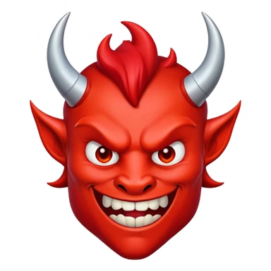 Mischievous red devil with pointy horns and smirk sticker