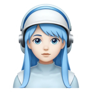 Female Light Blue Ghost With Blue Hair & White Visor sticker