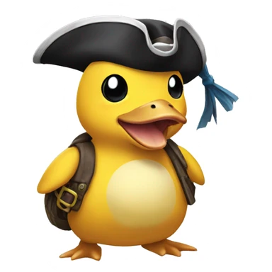 Psyduck pokemon with a pirate hat sticker