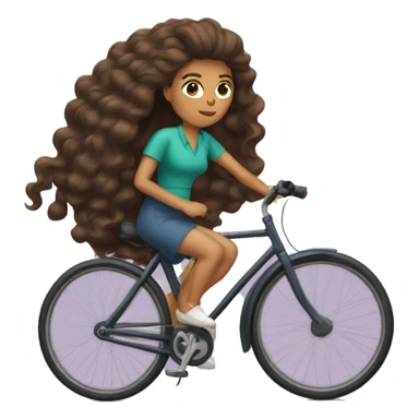 mujer con el pelo rizado montada en una bicicleta sticker